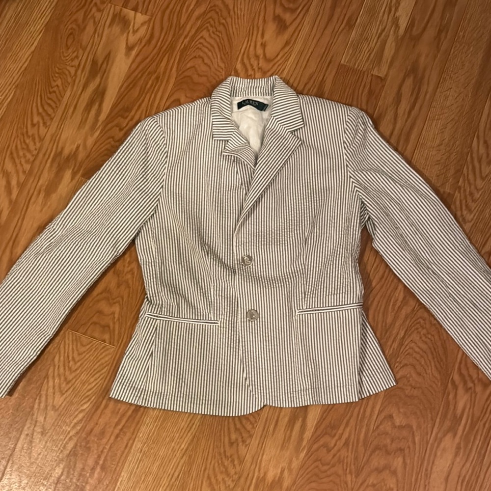 Lauren Ralph Lauren Gray and White Blazer